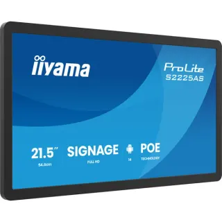 iiyama ProLite S2225AS-B1P, Public Display (schwarz (matt), FullHD, IPS, POE, HDMI, USB)