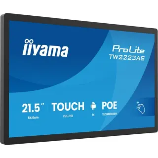 iiyama ProLite TW2223AS-B3P, Public Display (schwarz (matt), FullHD, IPS, Touchscreen, POE, HDMI, USB)