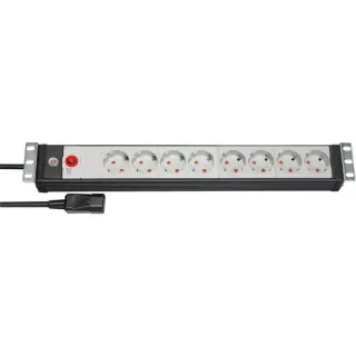 Brennenstuhl Premium-Line Steckdosenleiste 8-fach, 19" Format (schwarz/hellgrau, 1,5 HE, 3 Meter, Kaltgerätestecker)