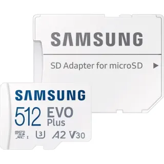 Samsung EVO Plus 512 GB microSDXC (2024), Speicherkarte (weiß, UHS-I U1, Class 10, V10, A1)