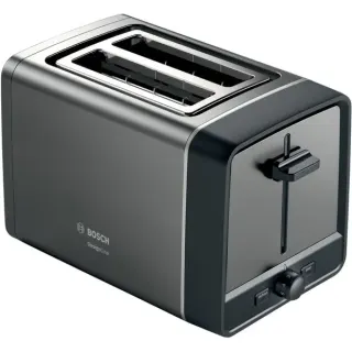 Bosch Home Kompakt-Toaster DesignLine TAT5P425DE (grau/schwarz, 970 Watt, für 2 Scheiben Toast)