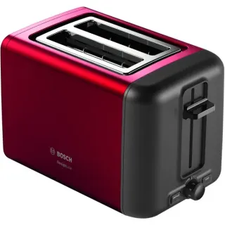 Bosch Home Kompakt-Toaster DesignLine TAT3P424DE (rot/schwarz, 970 Watt, für 2 Scheiben Toast)