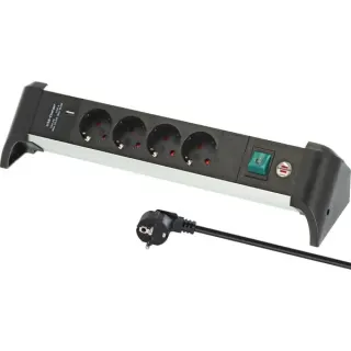 Brennenstuhl Alu-Office-Line Steckdosenleiste 4-fach, 2x USB, für den Schreibtisch (schwarz/aluminium, 1,8 Meter Kabel, USB-A, USB-C PD, mit Sicherheitsschalter)