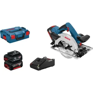 Bosch Professional Akku-Handkreissäge GKS 18V-57 G Professional, 18Volt (blau/schwarz, 2x Li-Ionen Akku 4,0Ah, in L-BOXX)