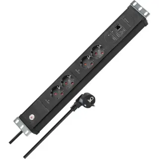 Brennenstuhl Premium-Web-Line V3 Internet-Steckdosenleiste 19" 4-fach, 2 Main + 2 Follow (schwarz, 1,5HE, 3 Meter Kabel, Main-Follow Funktion, LAN-Anschluss)