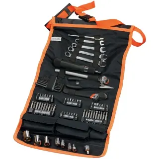 BLACK+DECKER Mechaniker-Set mit Rolltasche, 76-teilig, Werkzeug-Set (schwarz/orange)
