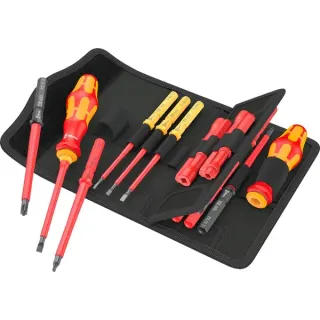 Wera Kraftform Kompakt VDE 18 Imperial 1 Tool Finder, 18-teilig, Schraubendreher (rot/gelb, inkl. 2 Steckgriffe, VDE-Wechselklingen)