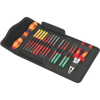 Wera Kraftform Kompakt VDE 17 extra slim 1 Tool Finder, 17-teilig, Schraubendreher (rot/gelb, inkl. 2 Steckgriffe, VDE-Wechselklingen, Zange)