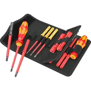 Wera Kraftform Kompakt VDE 18 Universal 2 Tool Finder, 18-teilig, Schraubendreher (rot/gelb, inkl. 2 Steckgriffe, VDE-Wechselklingen)