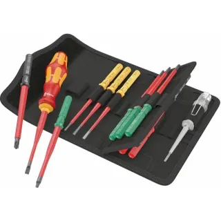 Wera Kraftform Kompakt VDE 16 extra slim 1 Tool Finder, 16-teilig, Schraubendreher (rot/gelb, inkl. Steckgriff, Phasenprüfer, VDE-Wechselklingen)