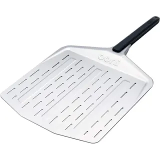 Ooni Premium Pizzaheber 12", perforiertes Aluminium, Grillbesteck (silber/schwarz, für Pizzen bis ca. Ø 30cm)