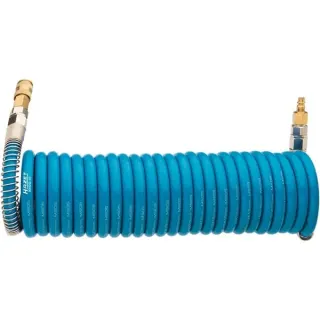 Hazet Spiralschlauch 9040S-10, Druckluftschlauch (blau, mit Drehgelenken, 7,62 Meter)