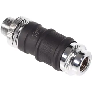 Alphacool ES Schnellverschluss BLH1A PushIn Set IG-IG mit Schottverschraubung, Verbindung (schwarz (matt)/chrom)