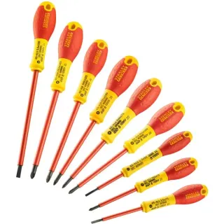 Stanley Schraubendreher-Set FATMAX, 10-teilig (rot/gelb, Spannungsprüfer)