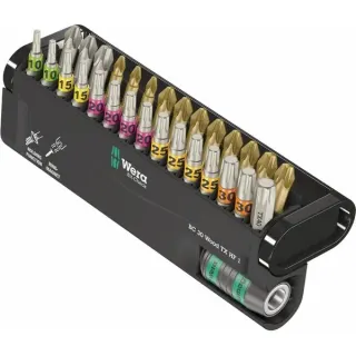 Wera Bit-Check 30 Wood TX HF 1, Bit-Satz (30-teilig, 1/4", Haltefunktion, in Kunststoff-Klappbox)