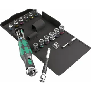 Wera 8009 Zyklop Pocket Set 3, 27-teilig, Bit-Satz (schwarz/grün, Umschaltknarre für 3/8", 1/4")