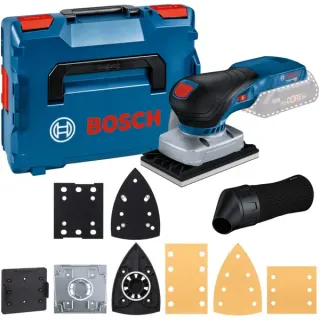 Bosch Professional Akku-Schwingschleifer GSS 18V-13 Professional solo (blau/schwarz, ohne Akku und Ladegerät, in L-BOXX, 3 Schleifplatten)