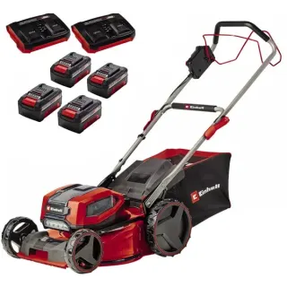 EINHELL Professional Akku-Rasenmäher GP-CM 36/47 S Li BL, 36Volt (2x18Volt) (rot/schwarz, 4x Li-Ionen Akku 4,0Ah, mit Hinterradantrieb Vario Speed)