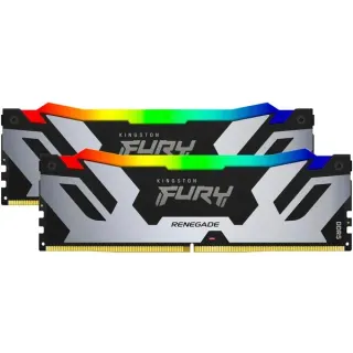 Kingston FURY DIMM 32 GB DDR5-7200 (2x 16 GB) Dual-Kit, Arbeitsspeicher (schwarz/silber, KF572C38RSAK2-32, Fury Renegade RGB, INTEL XMP)