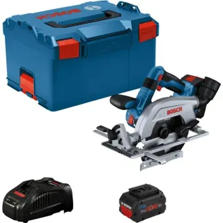 Bosch Professional Akku-Handkreissäge GKS 18V-57-2 Professional (blau/schwarz, 2x Li-Ion Akku ProCORE18V 5,5Ah, in L-BOXX)