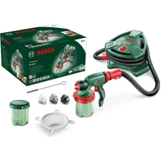 Bosch Professional Farbsprühsystem PFS 5000 E, Sprühpistole (grün/schwarz, 1.200 Watt, Düse für Lackfarben + Düse für Wandfarbe)
