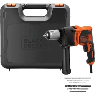 BLACK+DECKER Schlagbohrmaschine BEH850K (orange/schwarz, Koffer, 850 Watt)