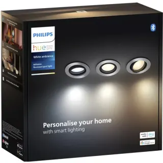 Philips HUE White Ambiance Milliskin Einbauspot 3er-Pack, LED-Leuchte (silber)