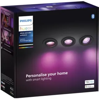 Philips HUE White & Color Ambiance Centura Einbauspot 3er-Pack, LED-Leuchte (schwarz, rund)