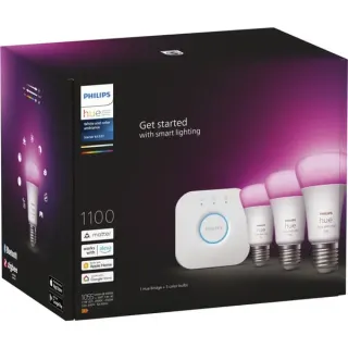 Philips HUE White & Color Ambiance Starter-Set: E27 Smarte Lampe A60 Dreierpack, LED-Lampe