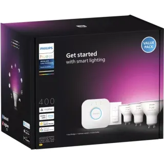 Philips HUE White & Color Ambiance Starter-Set: 3 smarte GU10-Spots + Dimmschalter, LED-Lampe