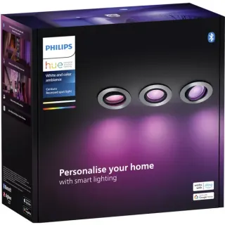 Philips HUE White & Color Ambiance Centura Einbauspot 3er-Pack, LED-Leuchte (silber, rund)