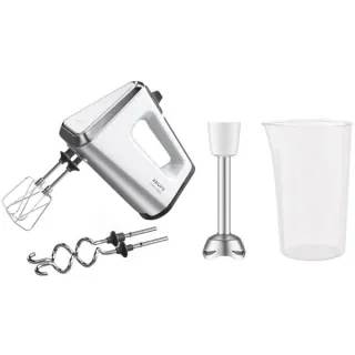 Krups Handmixer 3Mix 9000 GN9121 (weiß/silber, 750 Watt, mit Mixfuß und Becher)