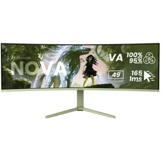 Arozzi Nova 49TUW165, Gaming-Monitor (124.5 cm (49 Zoll), grün, UWQHD, VA, Curved, HDMI, DP, USB-C, USB-Hub, 165Hz Panel)