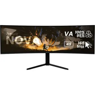 Arozzi Nova 49TUW165, Gaming-Monitor (124.5 cm (49 Zoll), schwarz, UWQHD, VA, Curved, HDMI, DP, USB-C, USB-Hub, 165Hz Panel)
