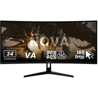 Arozzi Nova 34T2K165, Gaming-Monitor (86.4 cm (34 Zoll), schwarz, UWQHD, VA, Curved, HDMI, DP, Lautsprecher, 165Hz Panel)