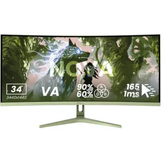 Arozzi Nova 34T2K165, Gaming-Monitor (86.4 cm (34 Zoll), grün, UWQHD, VA, Curved, HDMI, DP, Lautsprecher, 165Hz Panel)