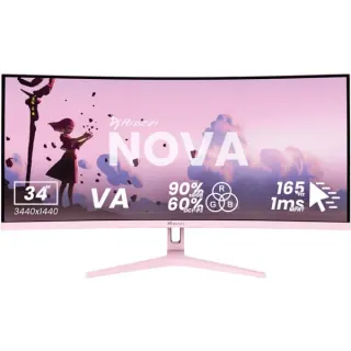 Arozzi Nova 34T2K165, Gaming-Monitor (86.4 cm (34 Zoll), pink, UWQHD, VA, Curved, HDMI, DP, Lautsprecher, 165Hz Panel)