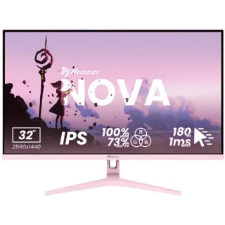 Arozzi Nova 32T2K180, Gaming-Monitor (80 cm (31.5 Zoll), pink, QHD, IPS, HDMI, DP, Lautsprecher, 180Hz Panel)