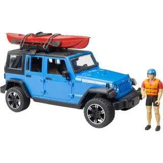 bruder 02529 Jeep Wrangler Rubicon Unlimited mit Kajak und Figur, Modellfahrzeug