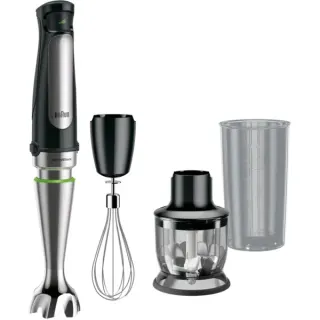 Braun MultiQuick 7 Stabmixer MQ 7025X (schwarz/edelstahl, 1.000 Watt, mit Zerkleinerer und Schneebesen)