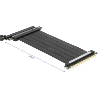 DeLOCK Riser Karte PCI Express 4.0 x16 Stecker zu x16 Slot mit Kabel 30 cm, Riser Card (schwarz)