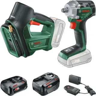 Bosch Heimwerken & Garten 18Volt Combo Kit UniversalImpactDrive 18V-35, UniversalPump 18V , Werkzeug-Set (grün/schwarz, 1x Li-Ionen Akku 2,0Ah, 1x Li-Ionen Akku 4,0Ah)