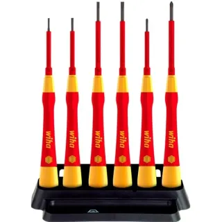 Wiha Feinschraubendreher-Set PicoFinish electric (rot/gelb, 7-teilig, inkl. Halter)