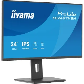 iiyama ProLite XB2497HSN-B1, LED-Monitor (60.5 cm (23.8 Zoll), schwarz (matt), FullHD, IPS, HDMI, DP, USB-C, USB-Hub, Daisy Chain, 100Hz Panel)