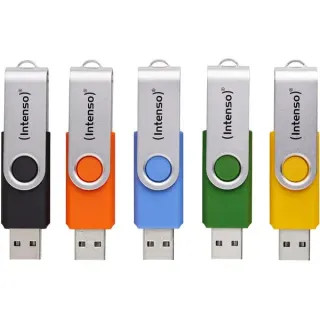 Intenso Office Line Multipack 64 GB, USB-Stick (5 USB-A 3.2 USB-Sticks in Gelb, Grün, Schwarz, Blau + Orange)