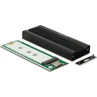 DeLOCK Externes Gehäuse für M.2 NVMe PCIe SSD, Laufwerksgehäuse (schwarz, mit SuperSpeed USB 10 Gbps (USB 3.2 Gen 2) USB Type-C Buchse)