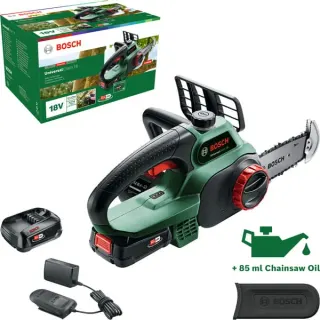 Bosch Heimwerken & Garten Akku-Kettensäge UniversalChain 18, 18Volt (grün/schwarz, Li-Ionen Akku 2,5Ah, POWER FOR ALL ALLIANCE)