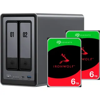 UGREEN DXP2800 + 2x 6 TB Seagate IronWolf HDD Bundle, NAS