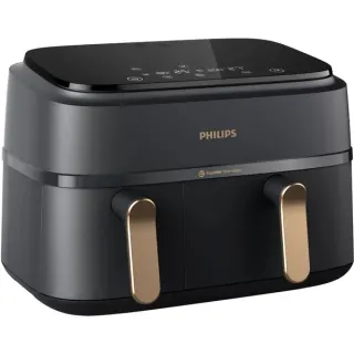Philips Doppel-Heißluftfritteuse Airfryer Dual Basket (schwarz/kupfer, 2750 Watt, 2 Körbe 6 Liter + 3 Liter)