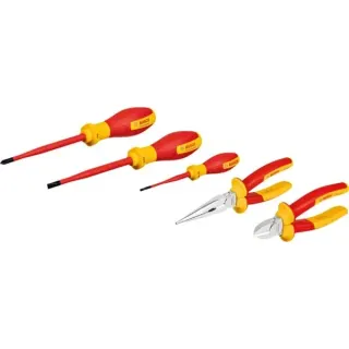 Bosch Professional VDE Werkzeug-Set gemischt, 5-teilig (rot/gelb, Seitenschneider, Spitzzange, 3 Schraubendreher)